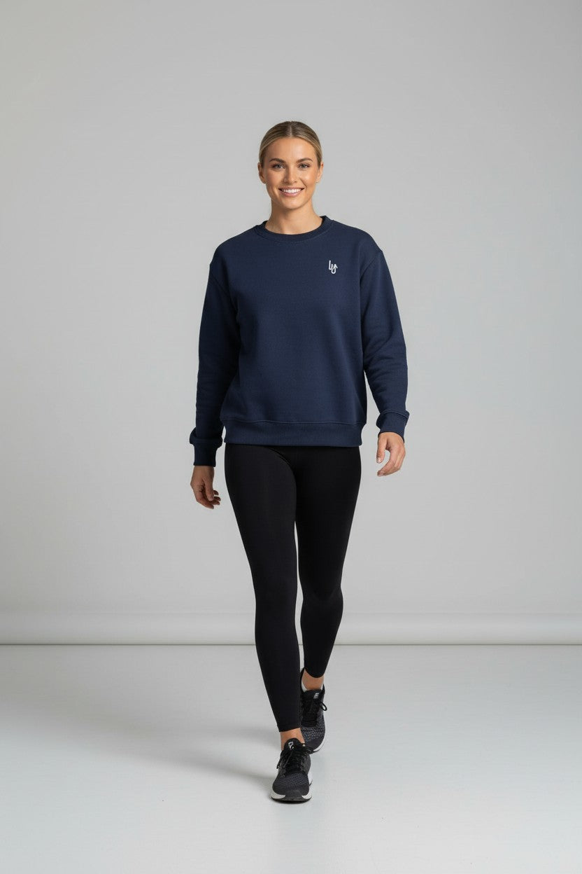 EVERYDAY CROPPED CREWNECK WOMAN - NAVY