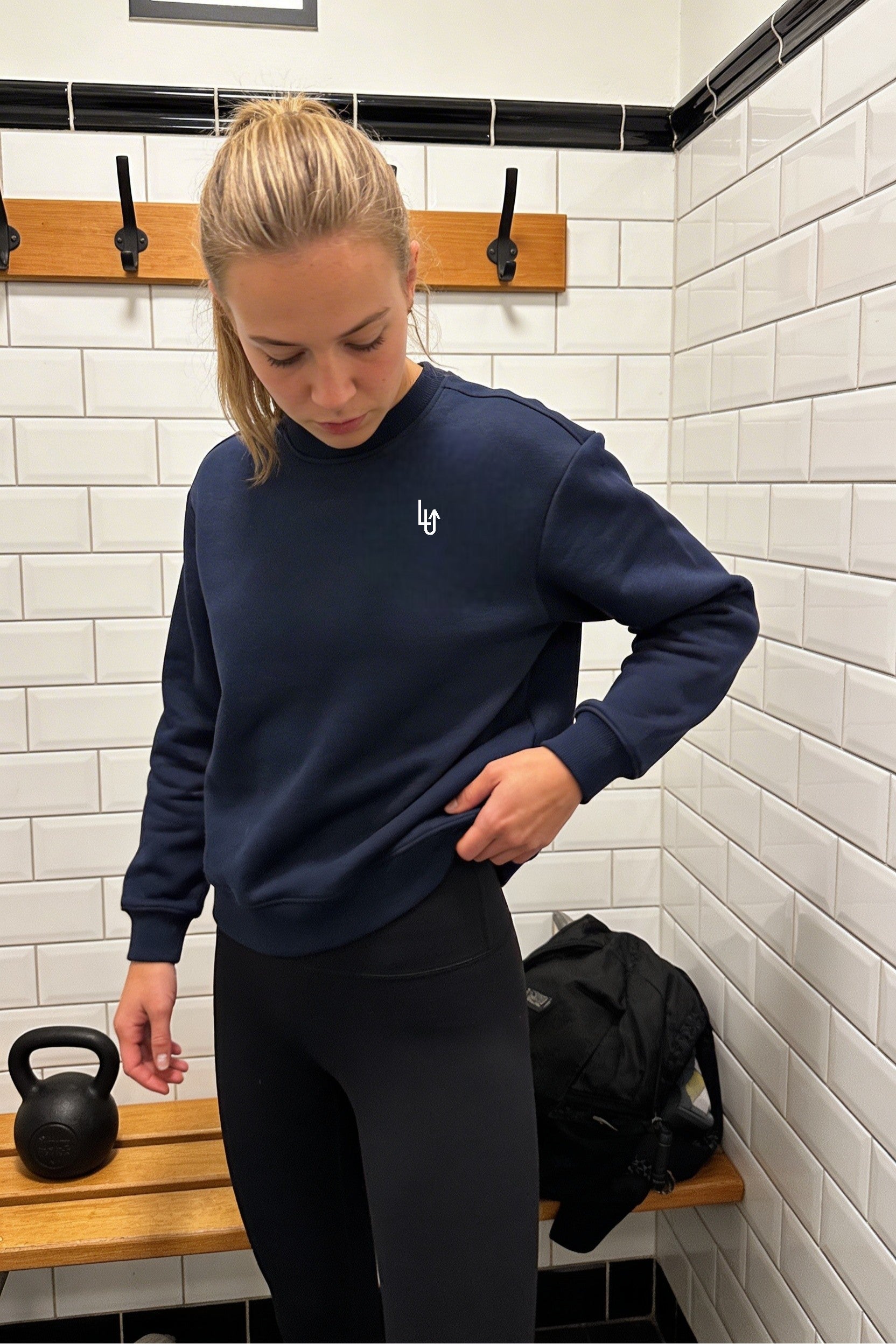 EVERYDAY CROPPED CREWNECK WOMAN - NAVY