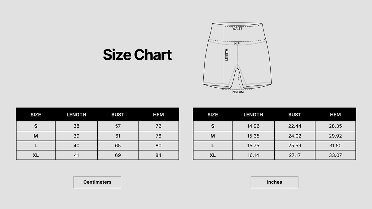 Vital shorts - light blue Size Chart
