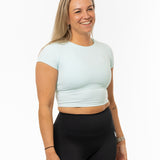 Hybrid Cropped Shirt - Light blue