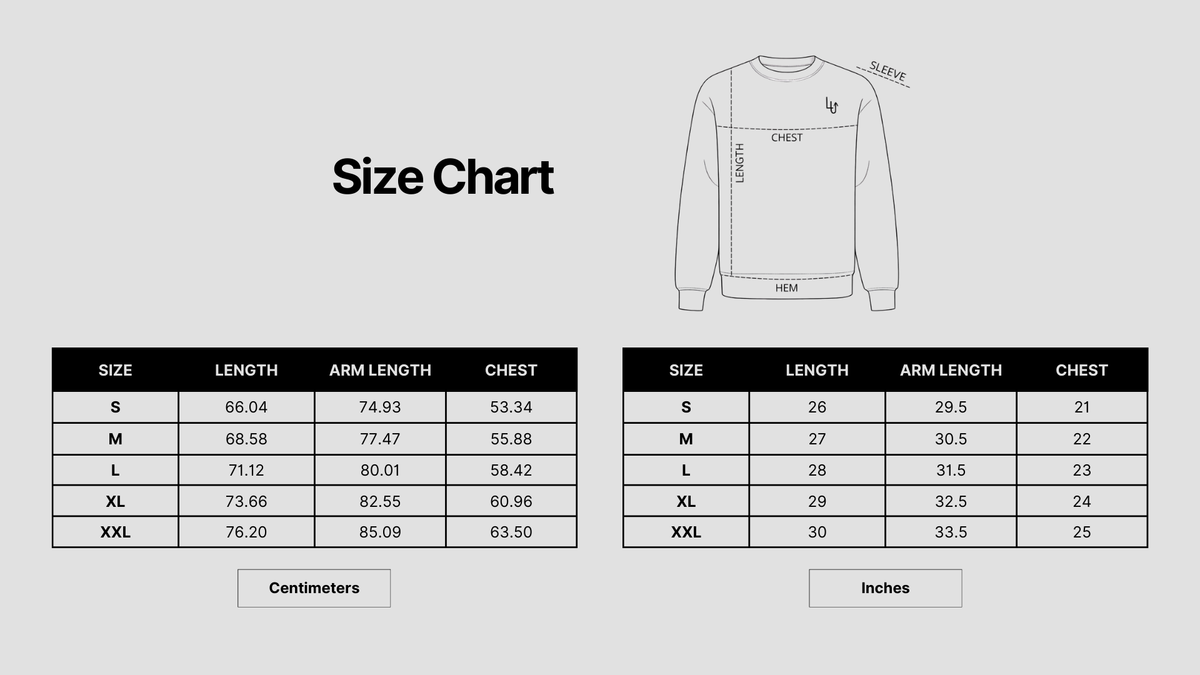 VITAL SWEATER MEN - GREY Size Chart