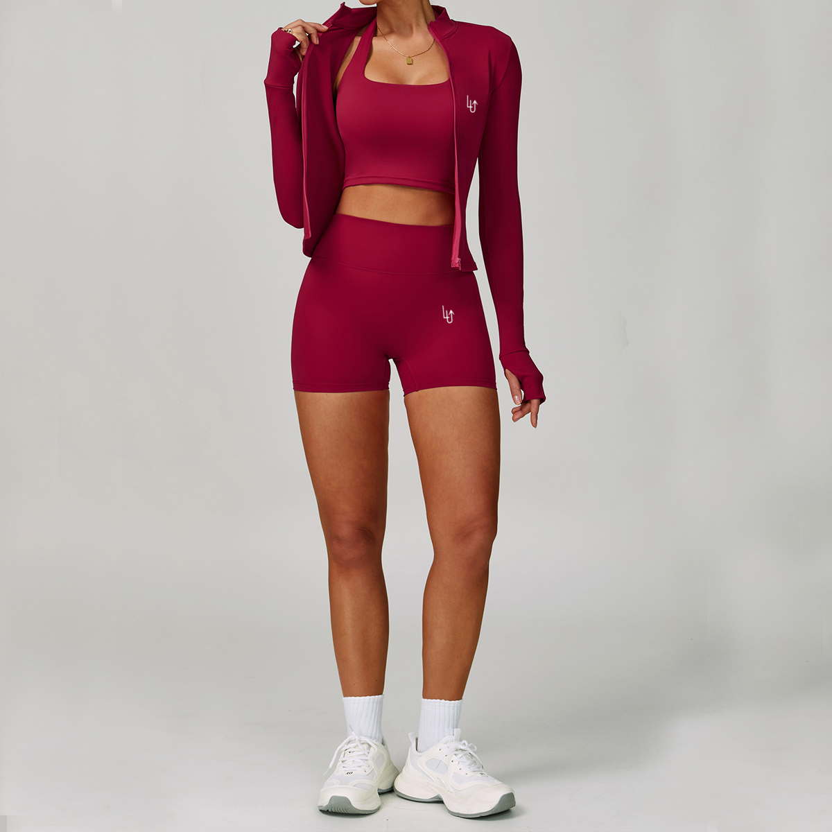 SMOOTH TRAINING JACKET WOMAN - BURGUNDY